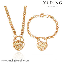63195-Xuping 18k banhado a ouro conjunto de jóias de mulher com estilo de coração-forma
